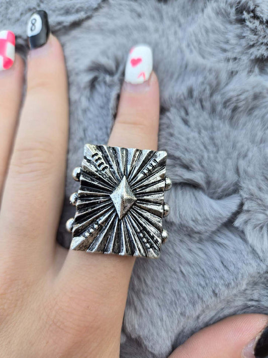 Square Sunburst Ring