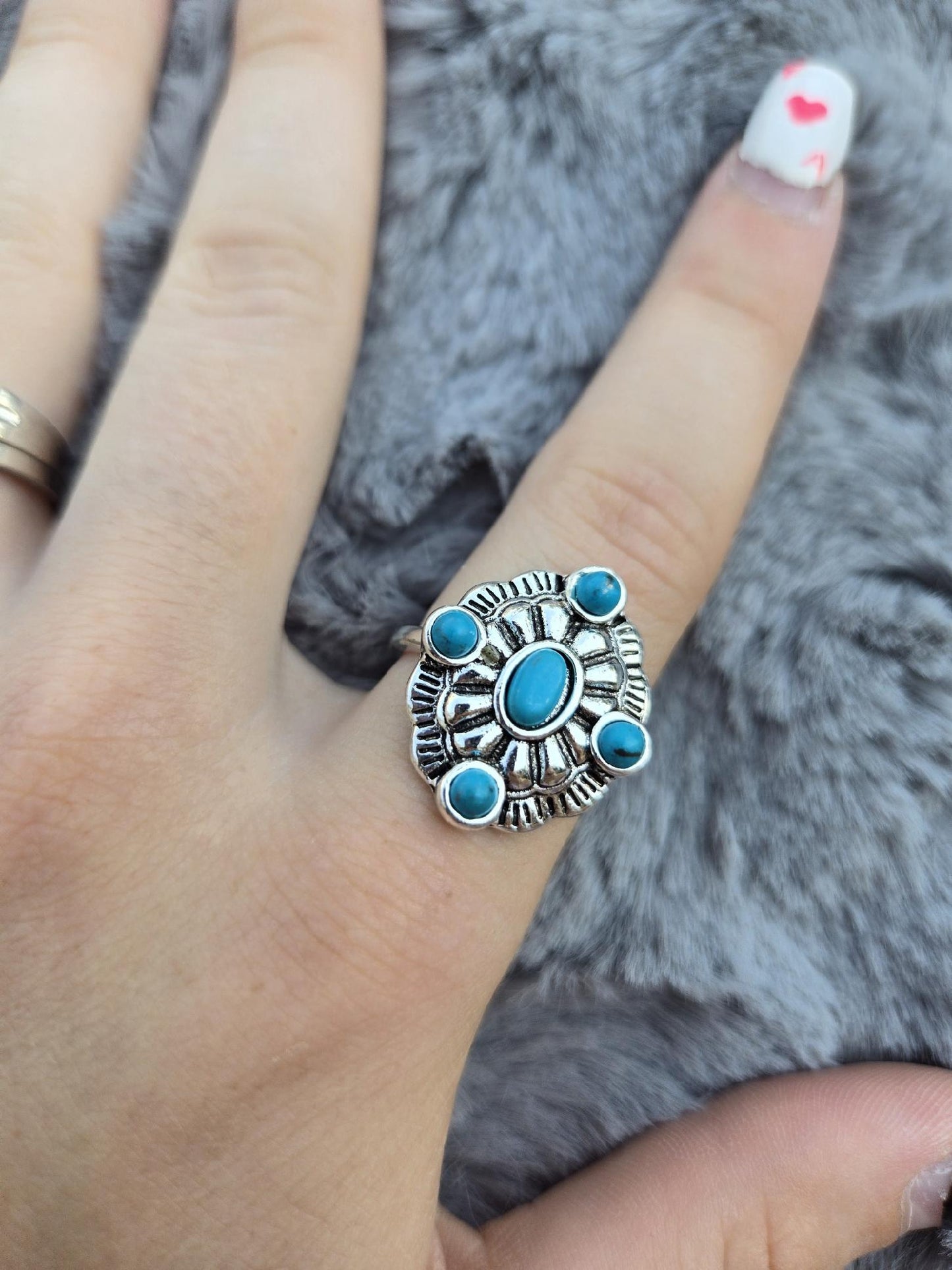 Turquoise Stone Concho Ring