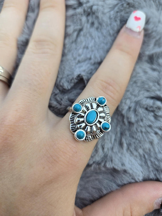 Turquoise Stone Concho Ring