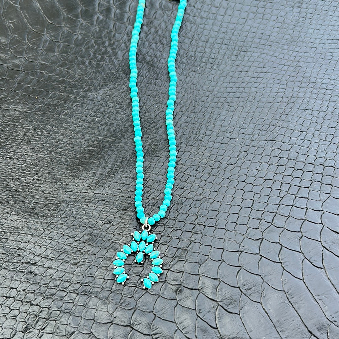 Turquoise Beaded Squash Blossom