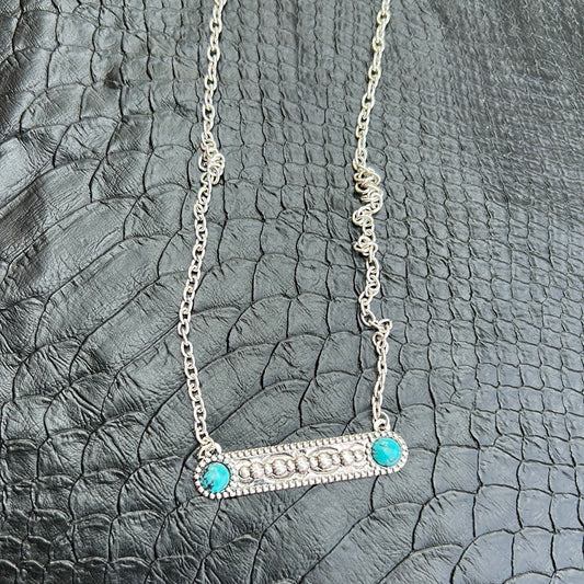 Silver Turquoise Bar Necklace